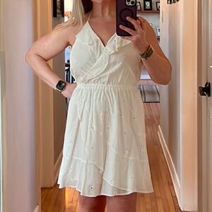 White eyelet halter dress